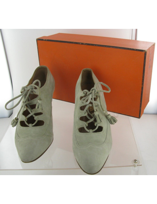 HERMES T 37 shoes beige suede
