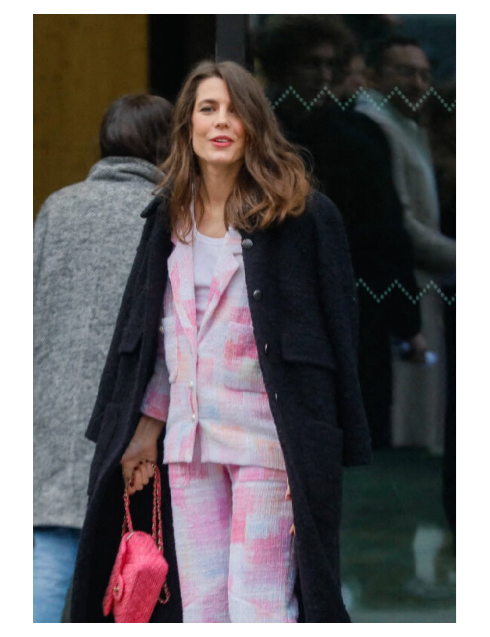 Veste T 36 CHANEL tweed rose et blanc