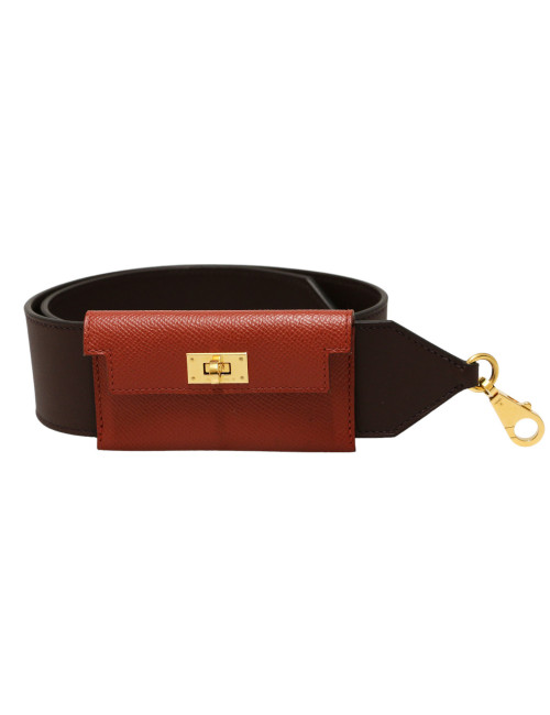 HERMES Boudoulière Kelly pocket T 85 rouge sellier