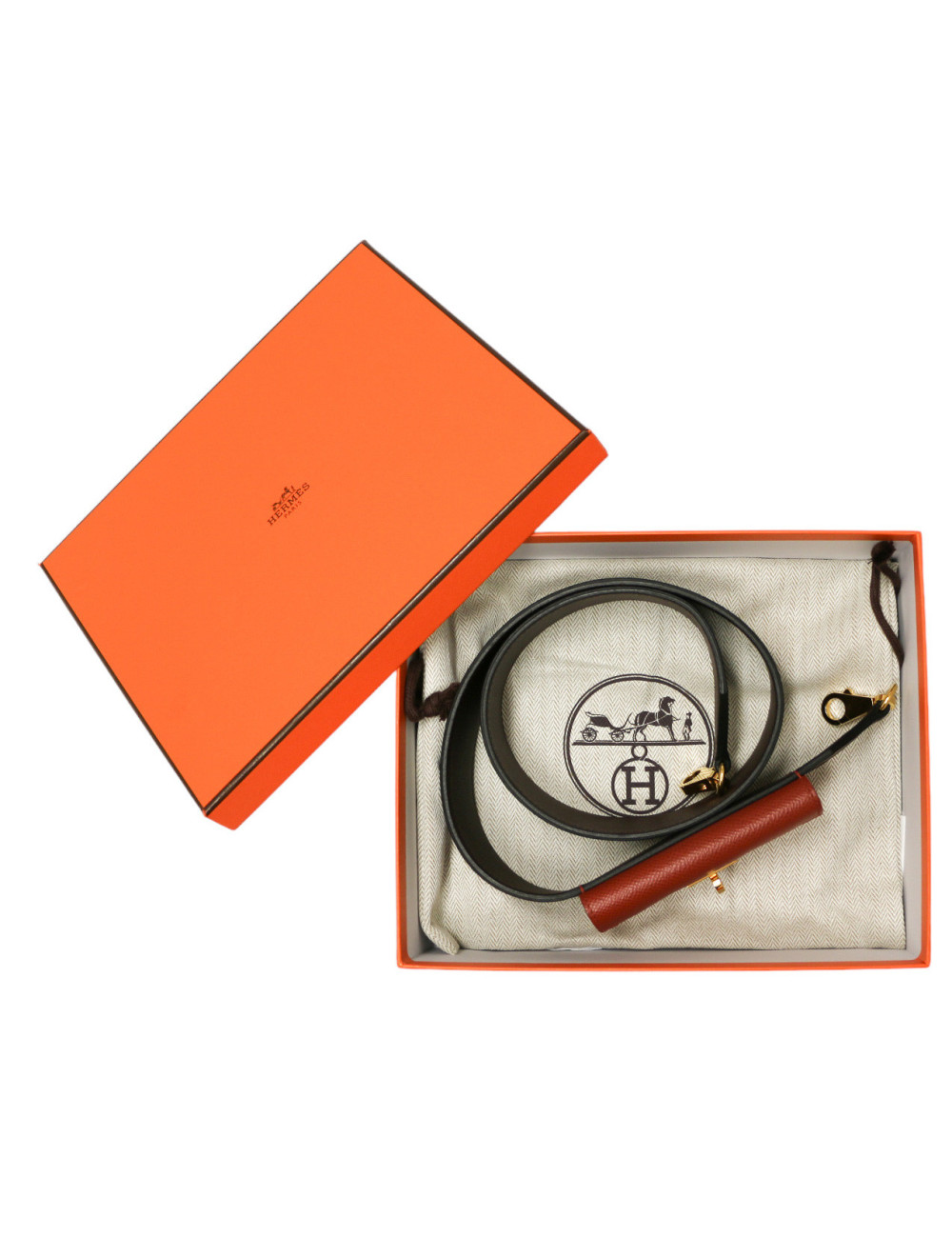 HERMES Boudoulière Kelly pocket T 85 rouge sellier