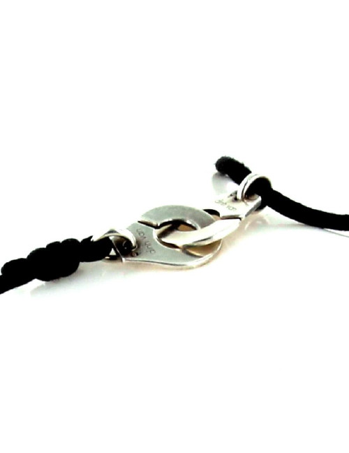 bracelet sur cordon  menottes  DINH  VAN or blanc