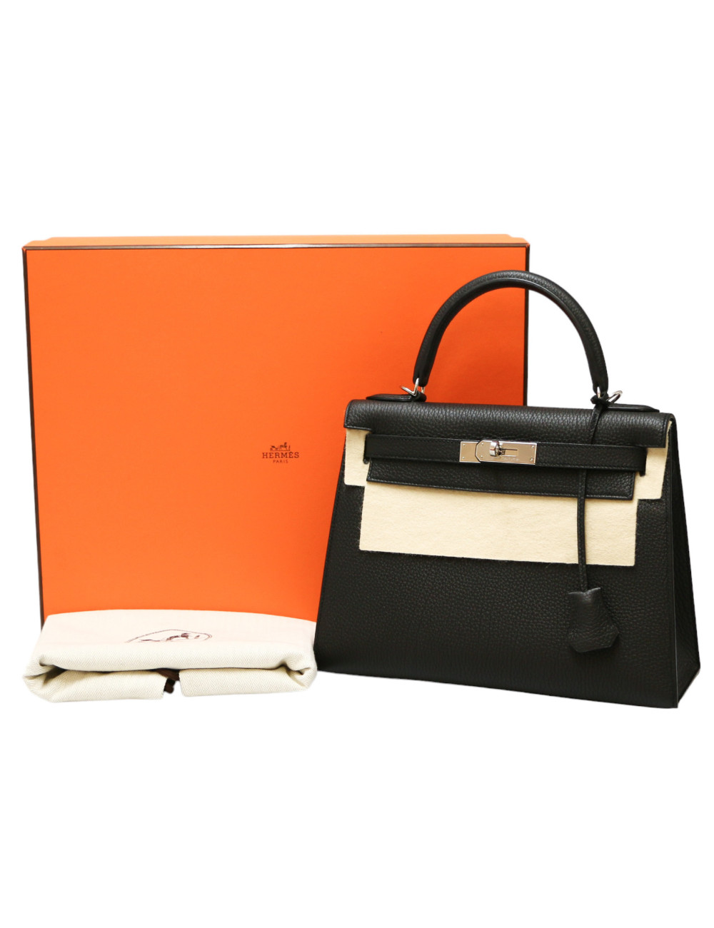 HERMES Kelly II 28 black Togo leather