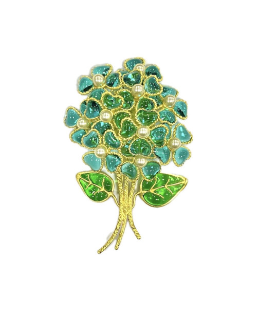 Broche vintage bouquet CHANEL pâte de verre
