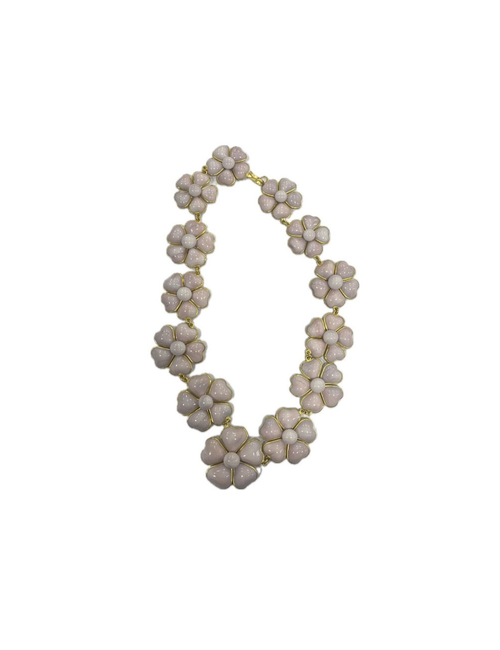 Collier fleurs CHANEL pâte de verre rose
