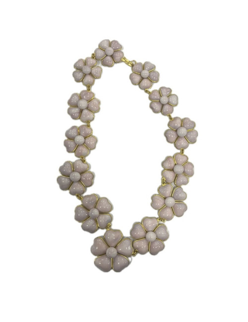 Collier fleurs CHANEL pâte de verre rose