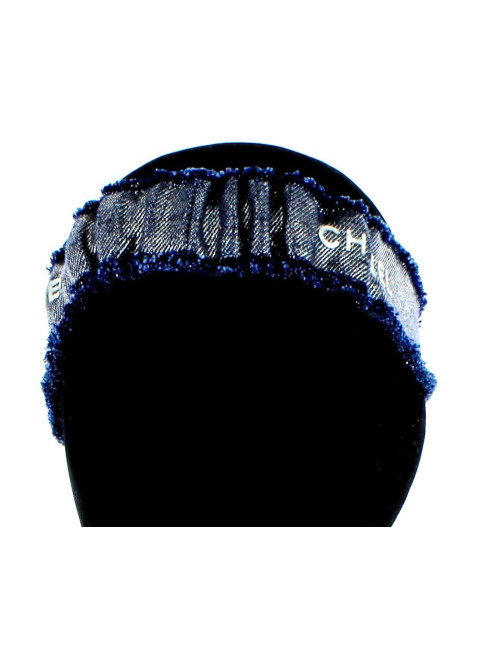 serre-tête CHANEL bleu et lamé argent  