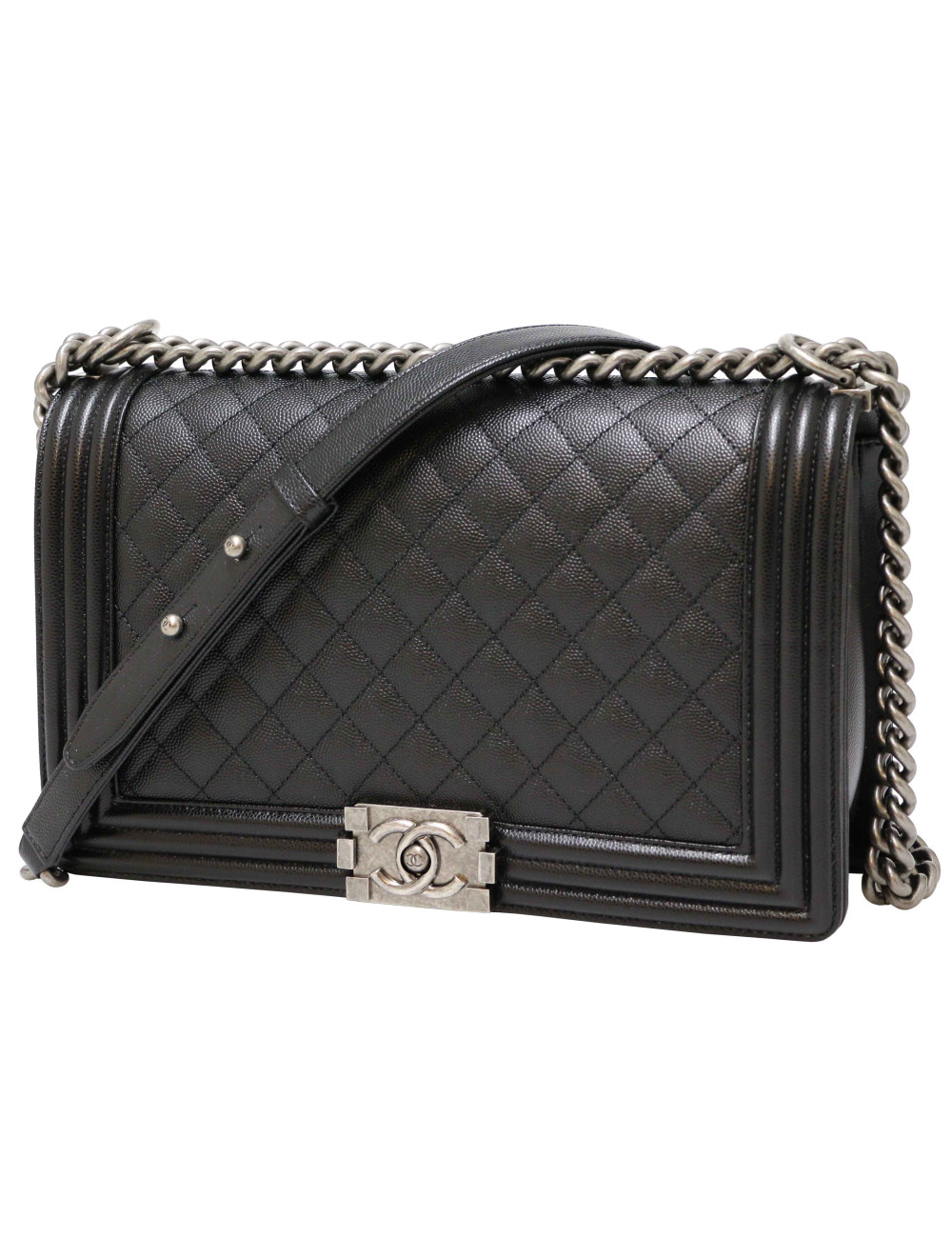 Sac Boy CHANEL cuir grainé noir