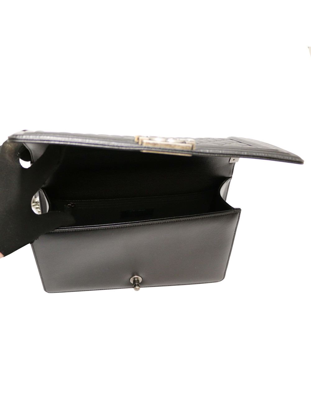 Sac Boy CHANEL cuir grainé noir