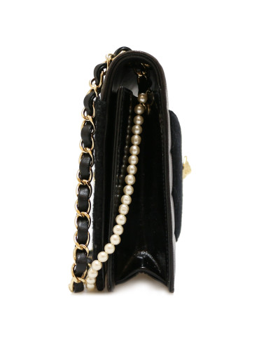 Sac CHANEL cuir et tweed noir 2