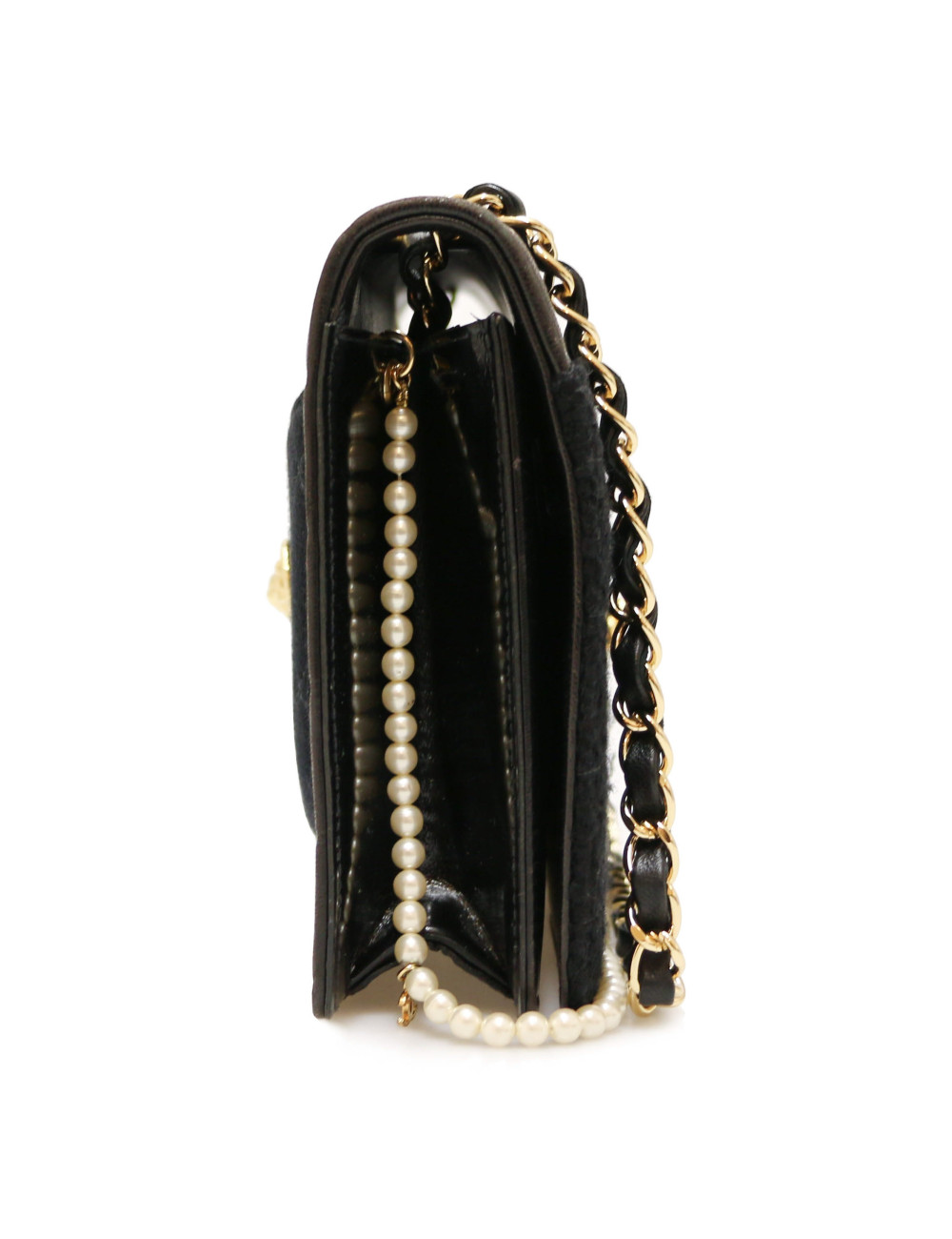 Sac CHANEL cuir et tweed noir