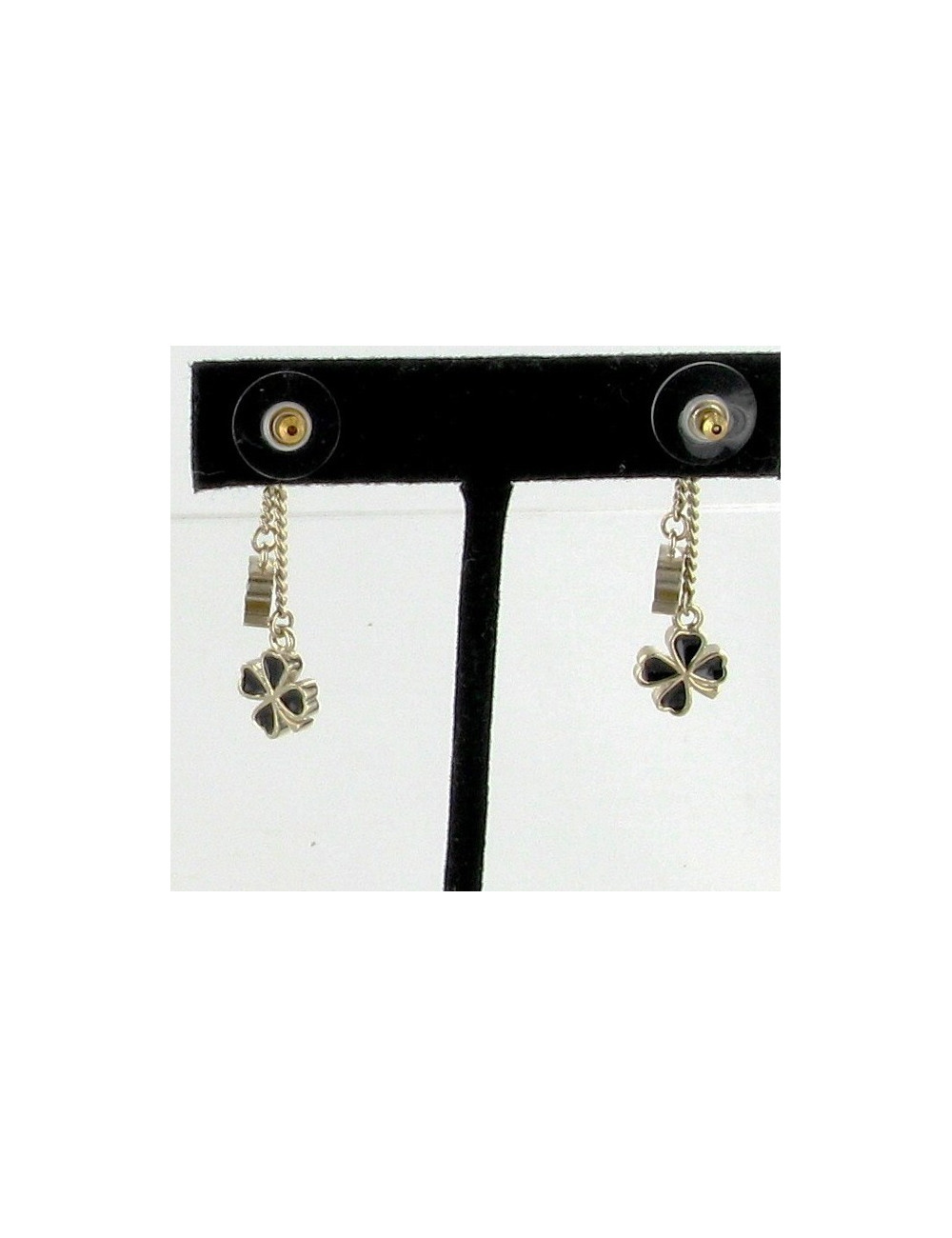 Boucles d'oreilles CHANEL pendant trèfle noir