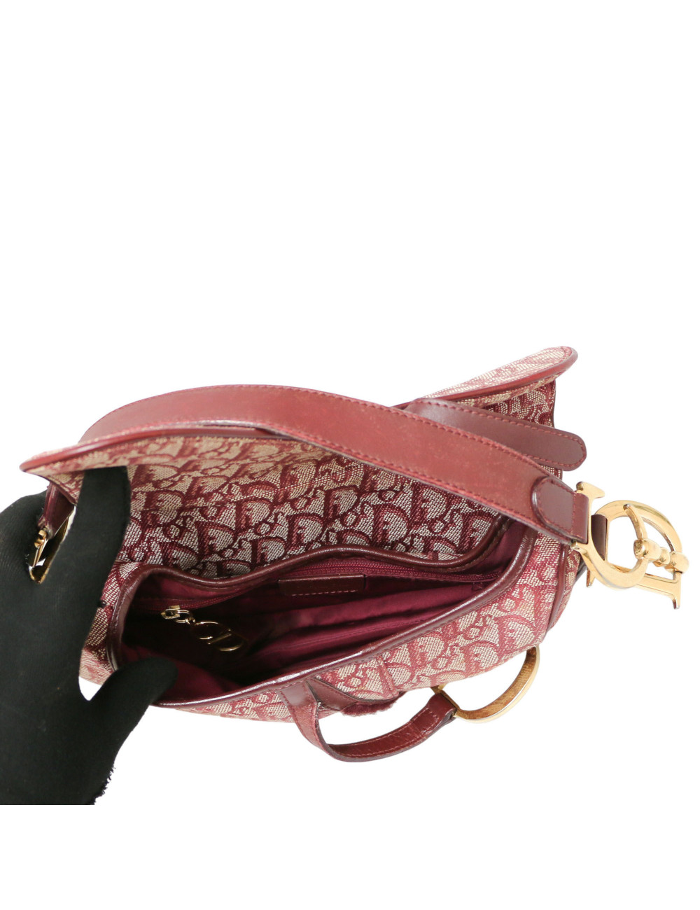 DIOR Saddle bag in burgundy Monogram
