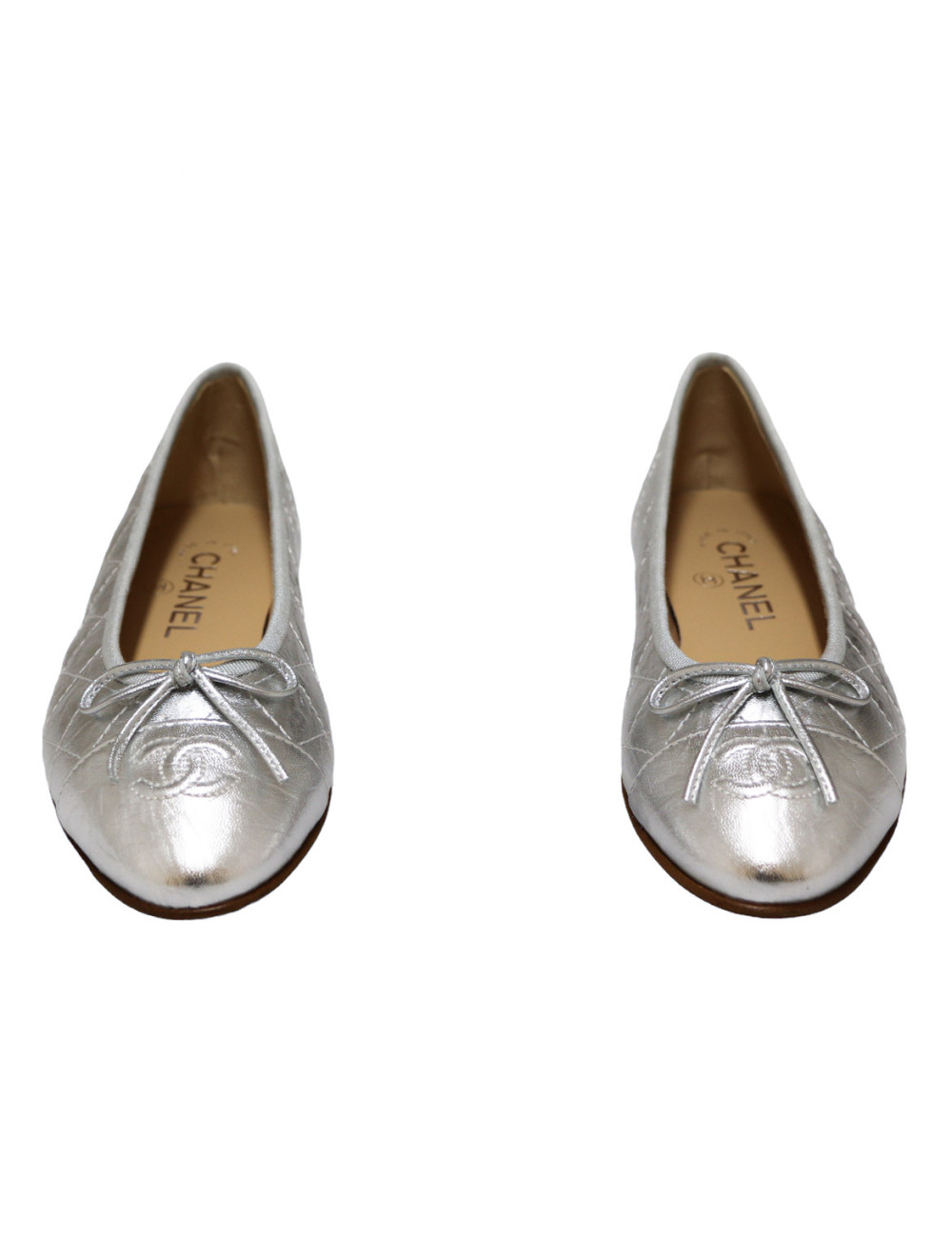 Ballerines CHANEL T36C cuir argent