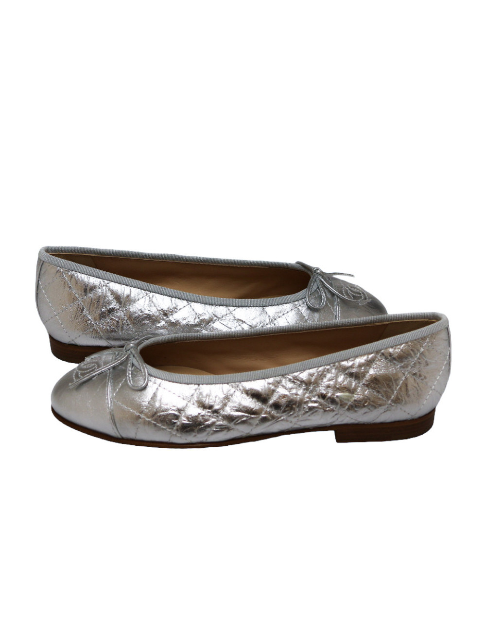 Ballerines CHANEL T36C cuir argent