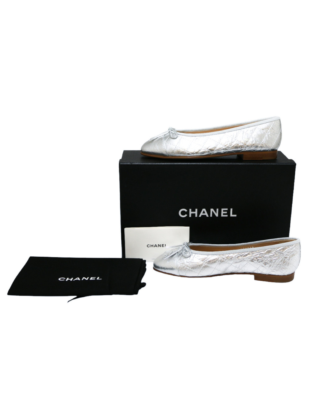 Ballerines CHANEL T36C cuir argent