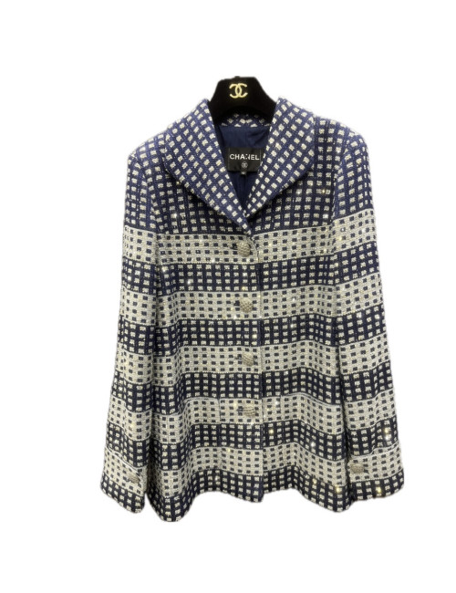 Veste CHANEL 42 bleu pailleté