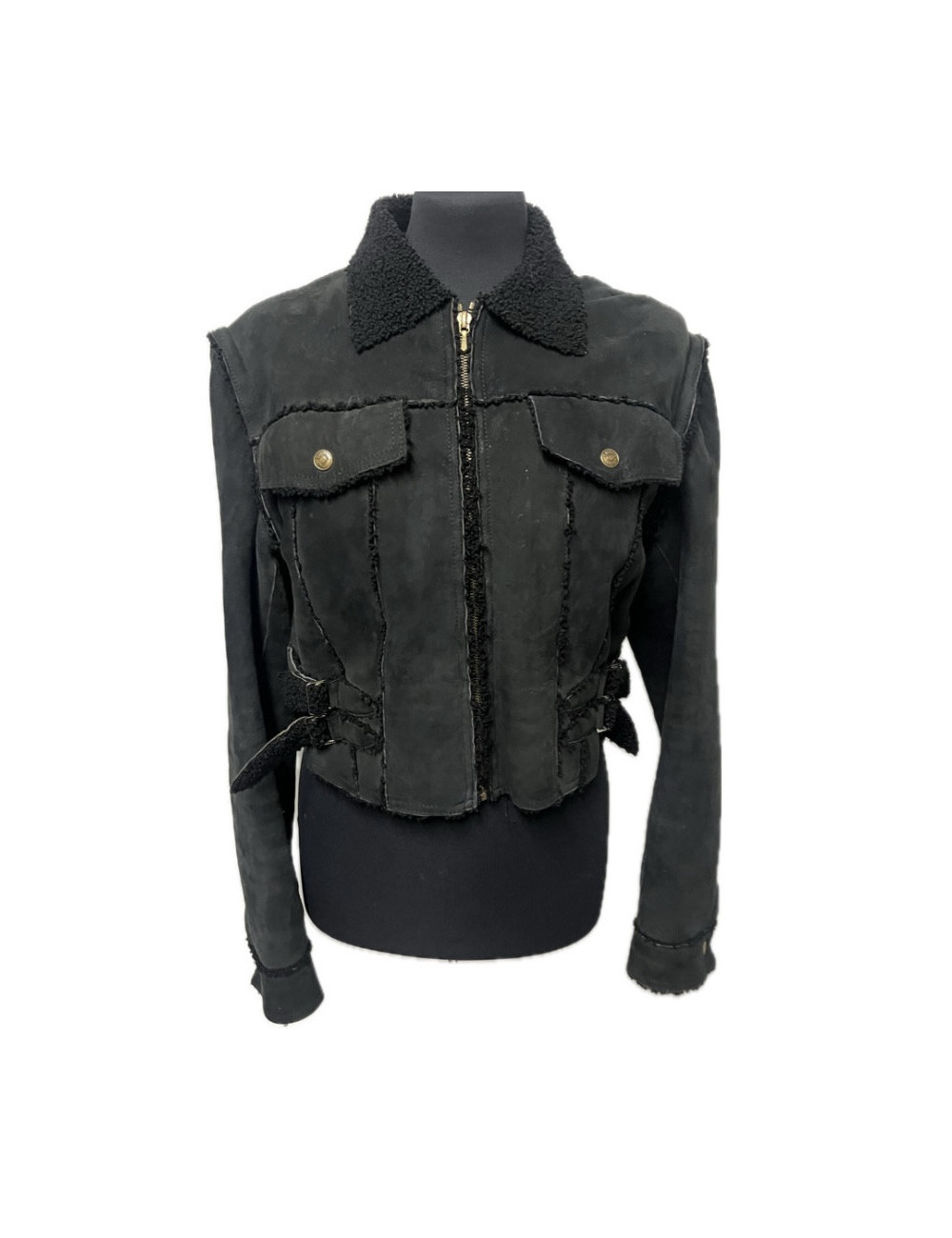 Blouson T 42 CHRISTIAN DIOR peau retournée noir