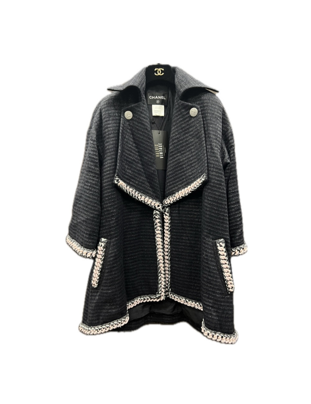 Veste CHANEL noire chaine rose