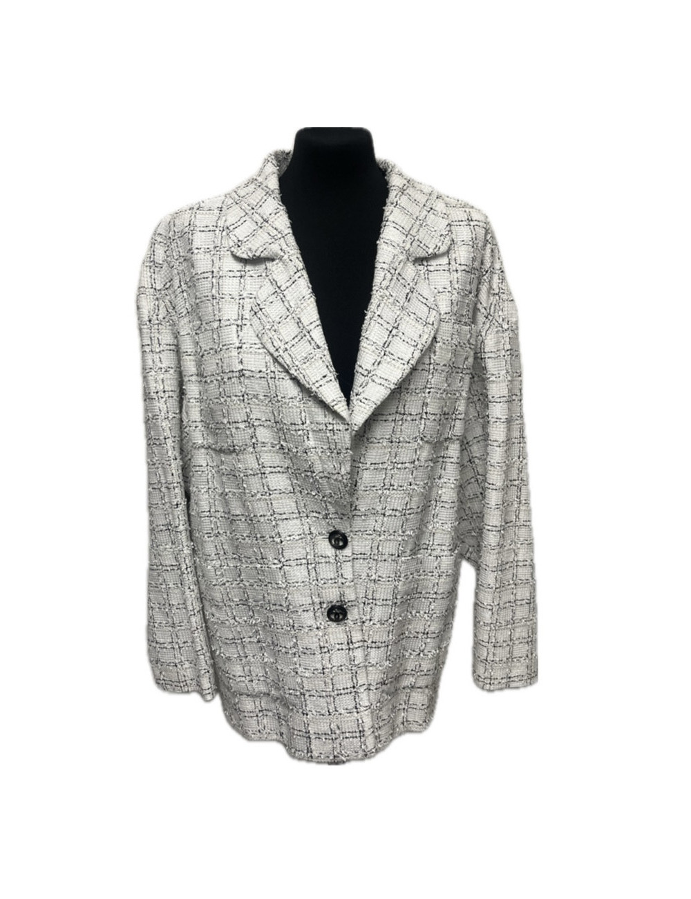 Veste T 40 CHANEL Oversize blanche fil argent