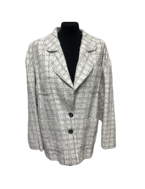 Veste T 40 CHANEL Oversize blanche fil argent