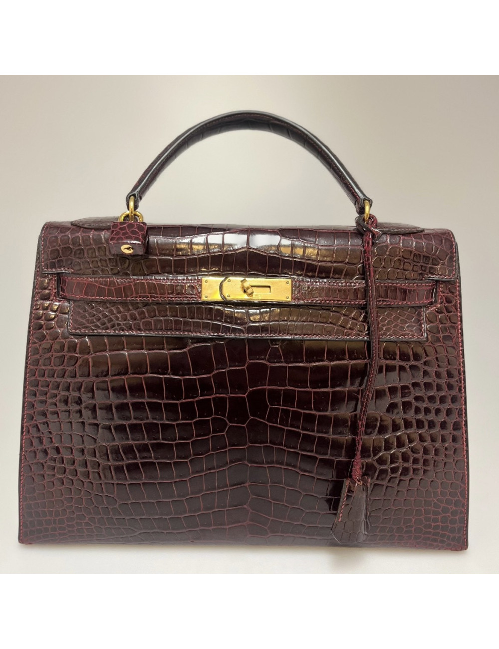 Kelly 32 HERMES crocodile porosus bordeaux