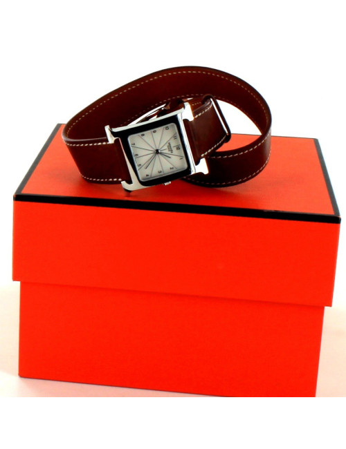 montre heure H HERMES acier mm