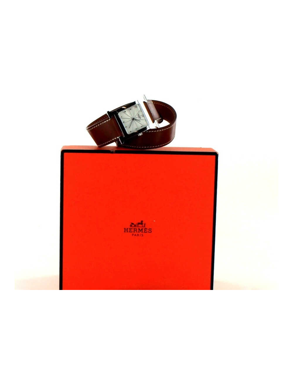 montre heure H HERMES acier mm