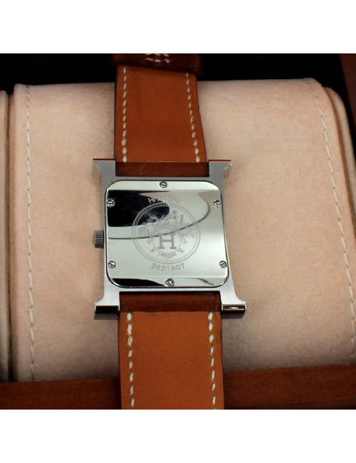 montre heure H HERMES acier mm