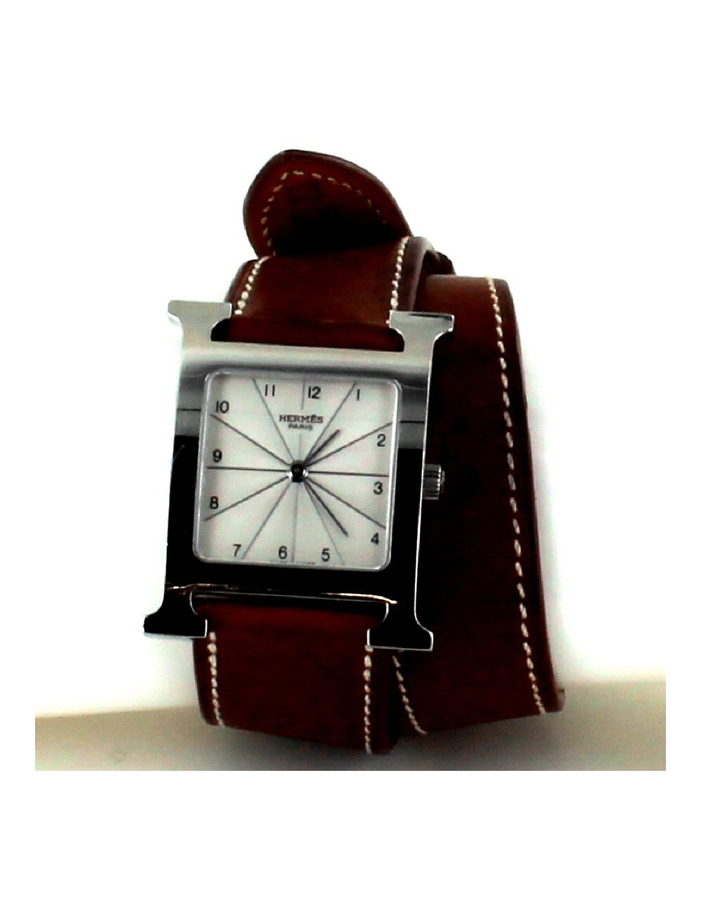 montre heure H HERMES acier mm