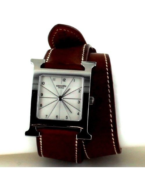 montre heure H HERMES acier mm