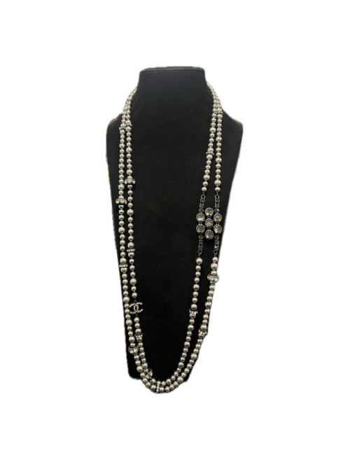 Sautoir CHANEL perles grises