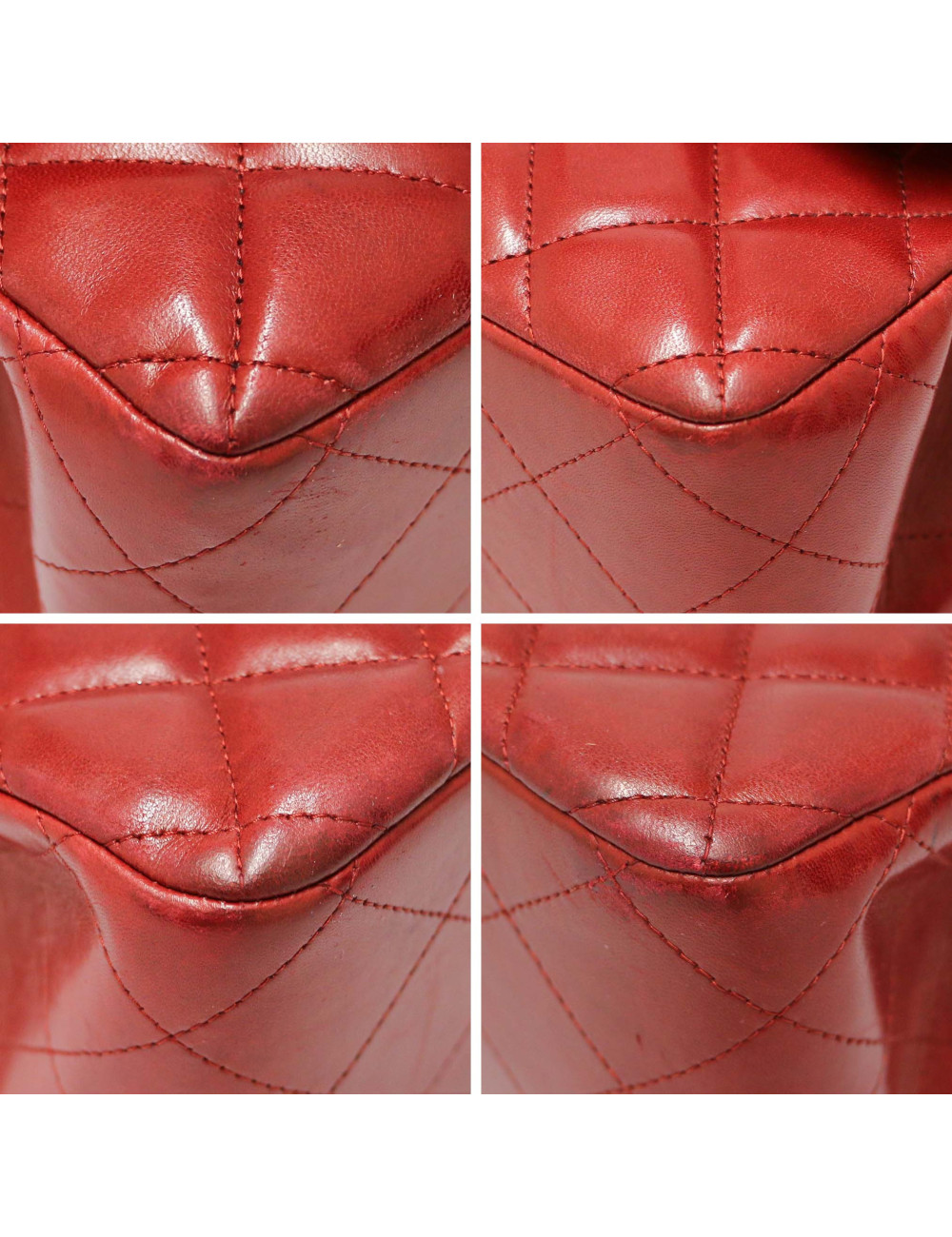 Jumbo CHANEL rouge cuir d'agneau matelassé