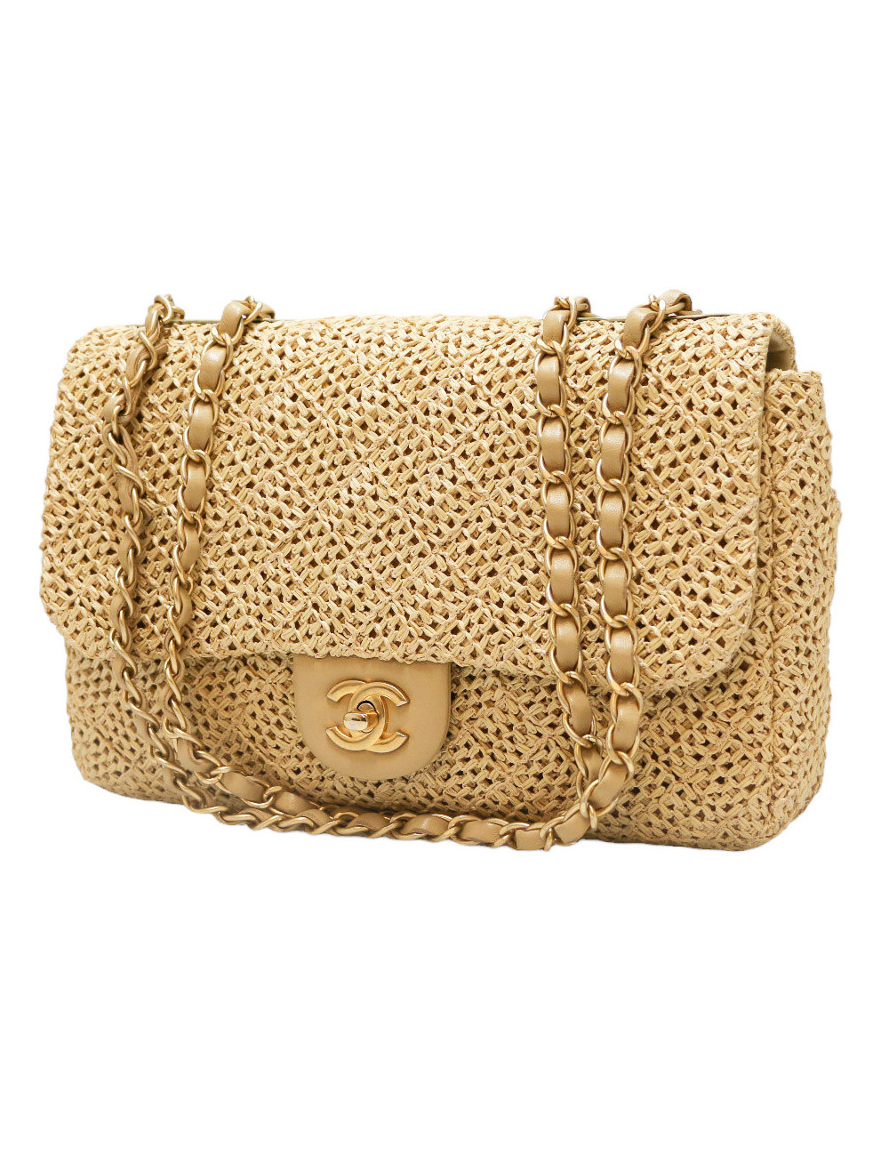 Sac CHANEL paille Timeless beige