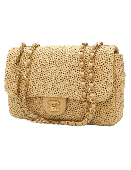 Sac CHANEL paille Timeless beige