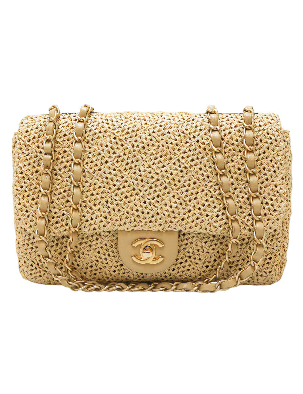 Sac CHANEL paille Timeless beige
