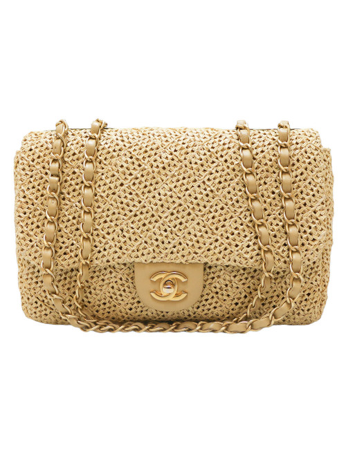 Sac CHANEL paille Timeless beige