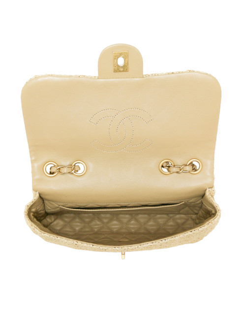 Sac CHANEL paille Timeless beige