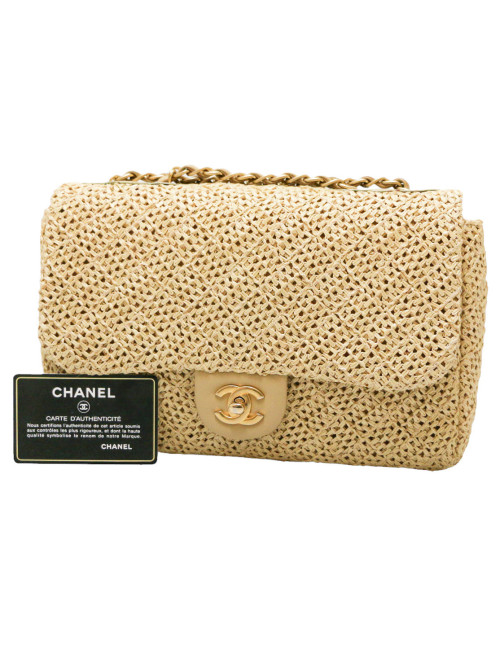 Sac CHANEL paille Timeless beige