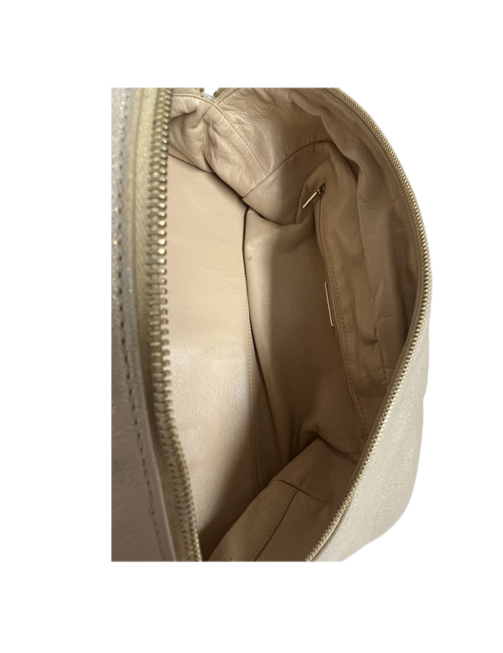 Bowling CHANEL cuir beige irisé GM