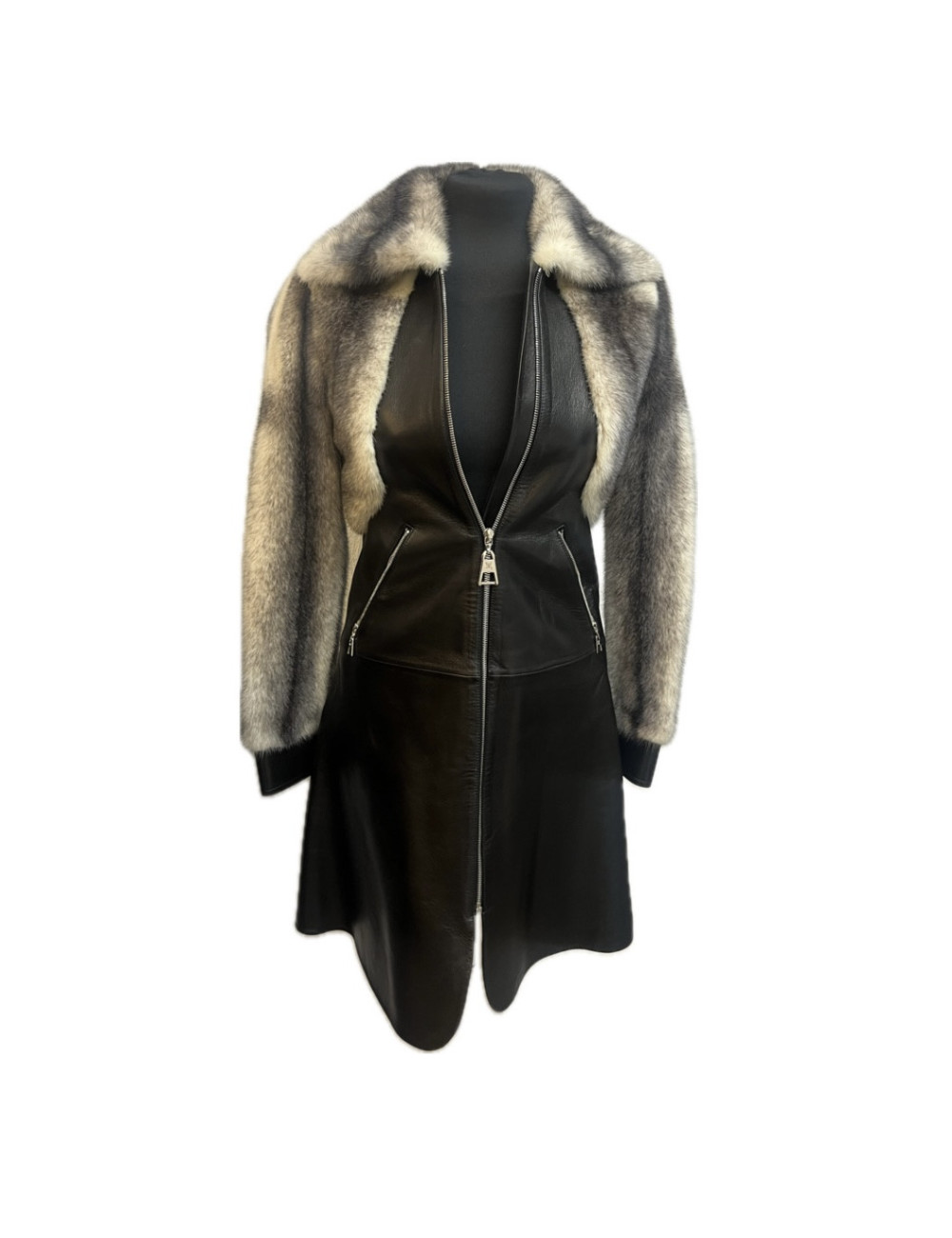 Manteau T 34 LOUIS VUITTON cuir vison