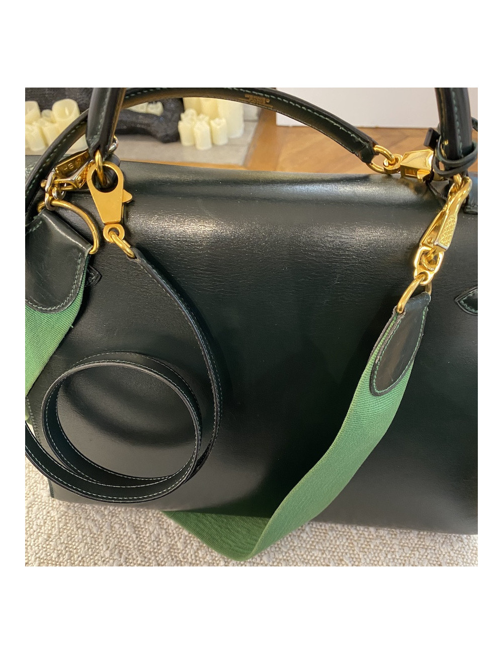 Kelly 32 HERMES box piqures sellier vert