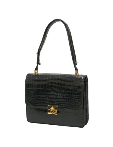 Sac Croisade HERMES crocodile bleu nuit