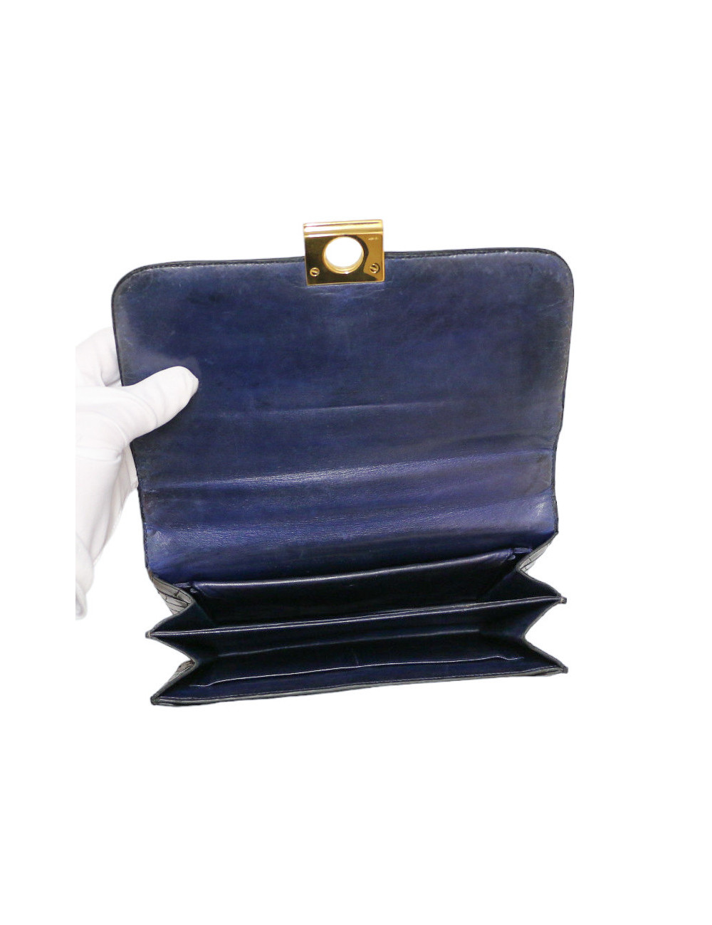 Sac Croisade HERMES crocodile bleu nuit