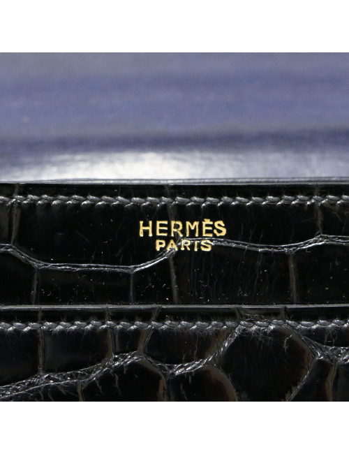Sac Croisade HERMES crocodile bleu nuit