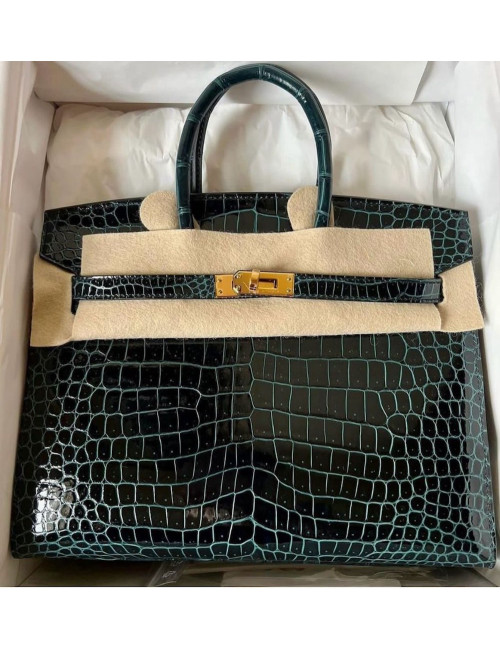 Birkin 25 HERMES Porosus vert sapin