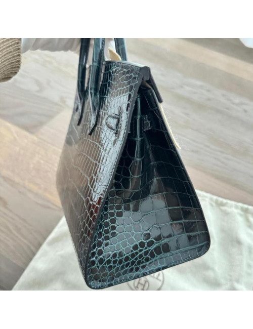 Birkin 25 HERMES Porosus vert sapin