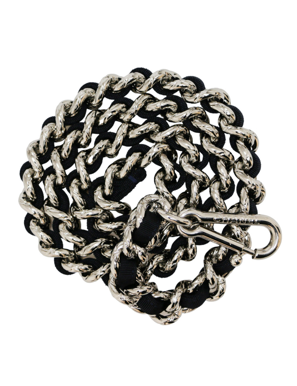 Ceinture CHANEL acier entrelacé noir