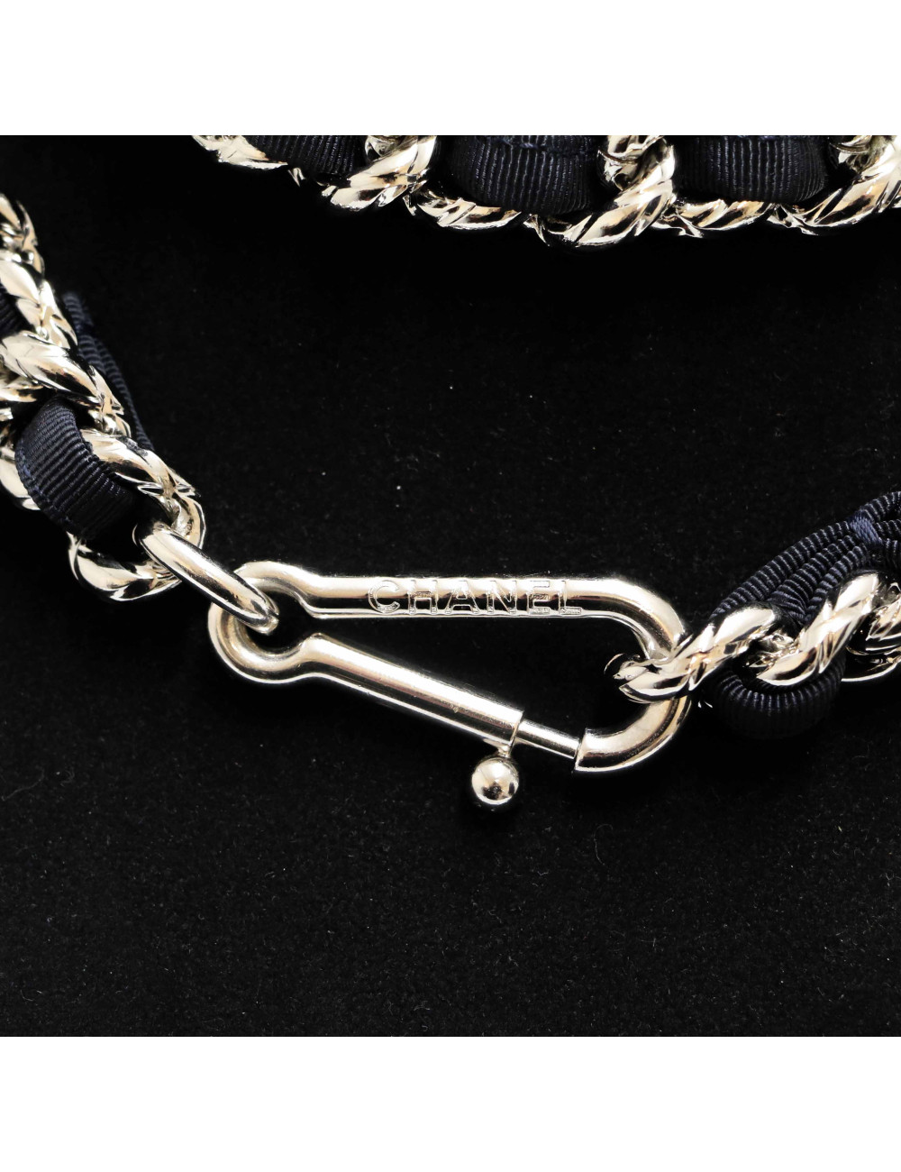 Ceinture CHANEL acier entrelacé noir