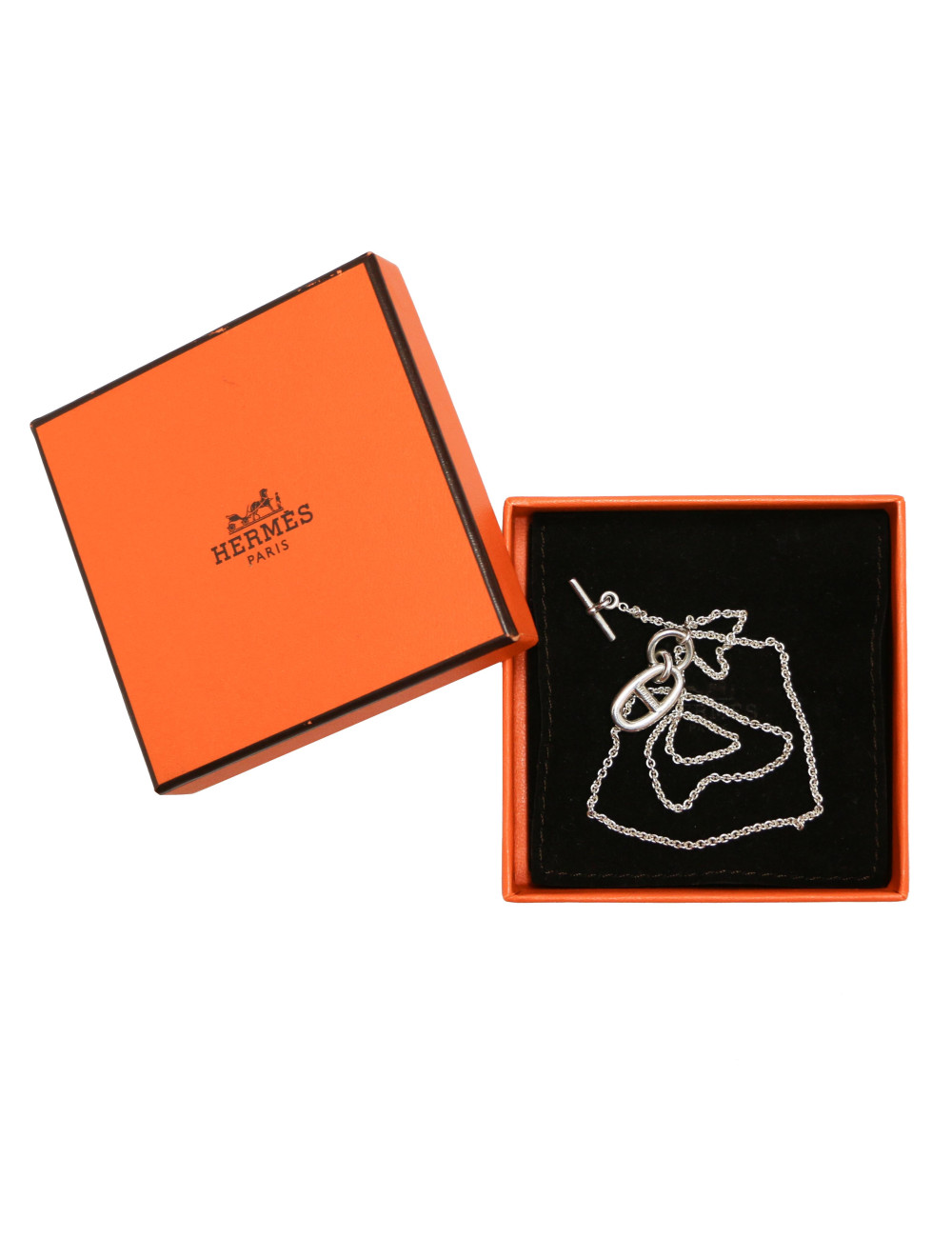 HERMES Anchor chain Sterling Silver Necklace