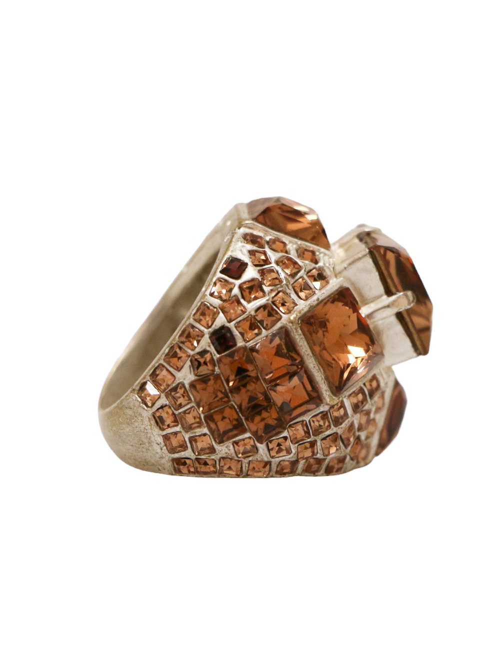 JEAN PAUL GAULTIER silver and rhinestones cocktail ring